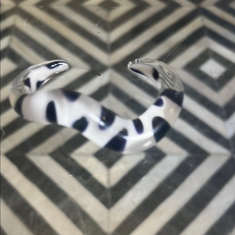 Black and White Zebra blown glass cuff jewelry